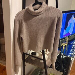 Reformation Taupe Luisa Cashmere Turtleneck Sweater